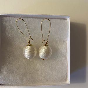 silver thread drop ball earrings